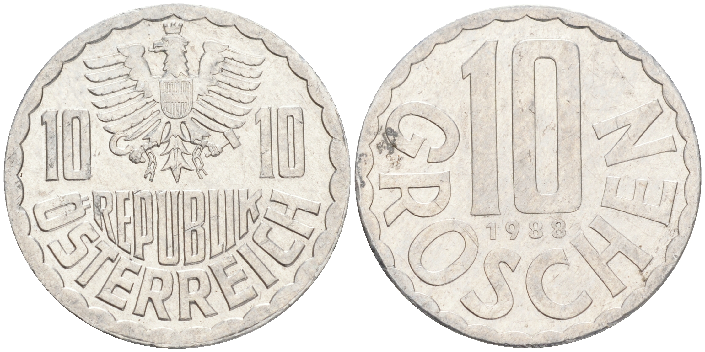 АВСТРИЯ 10 ГРОШЕЙ 1988 KM 2878 алюминий 192-169