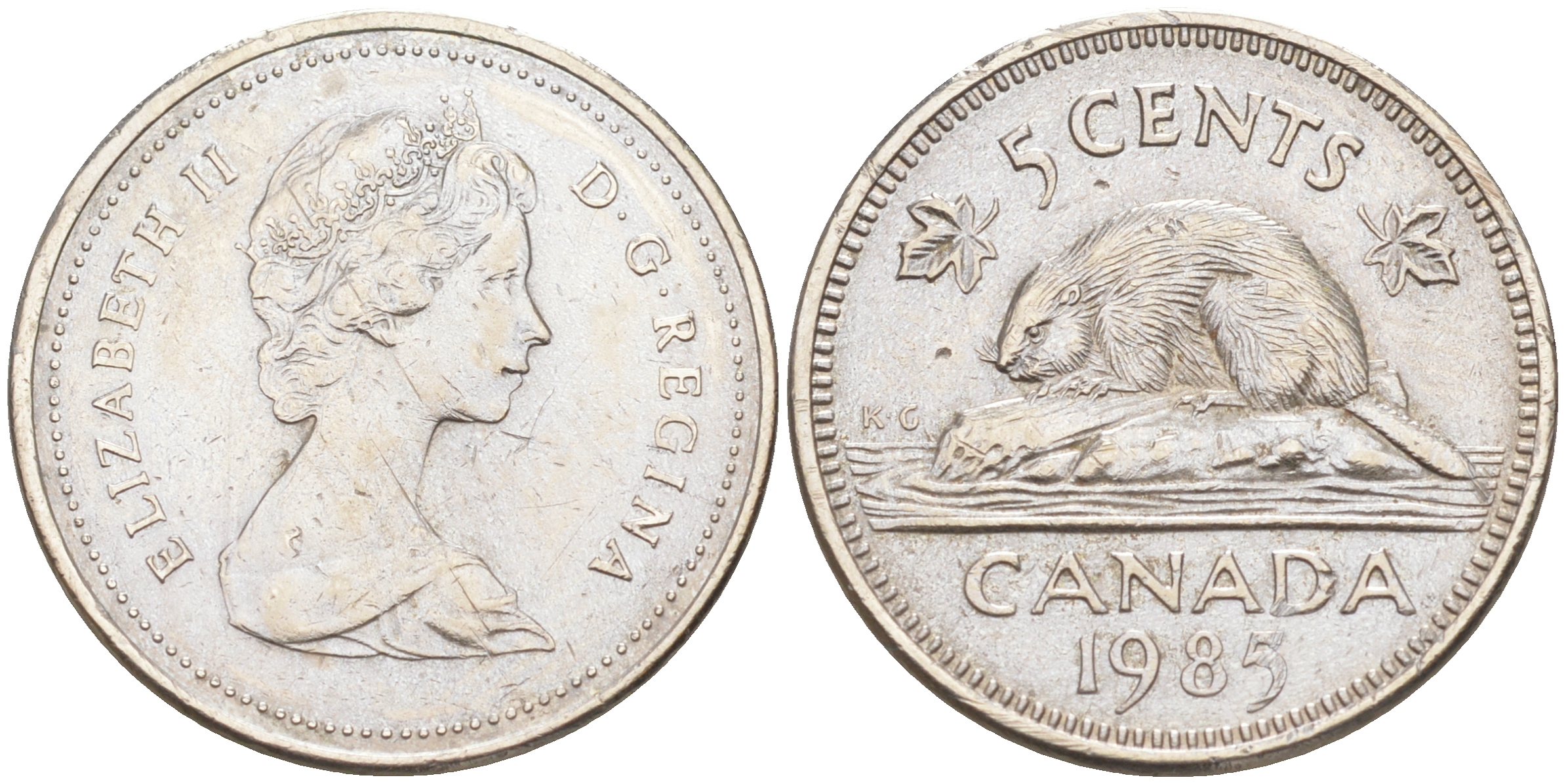 КАНАДА 5 ЦЕНТОВ 1985 БОБЁР KM 60.2a никель 190-454