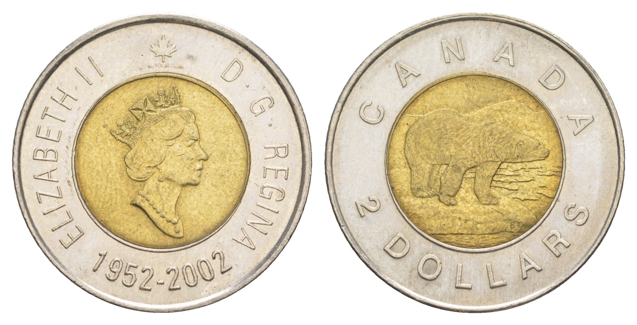 Канада 2 доллара 2002 Золотой юбилей Елизаветы II KM 449 биметалл aUNC 4631-837