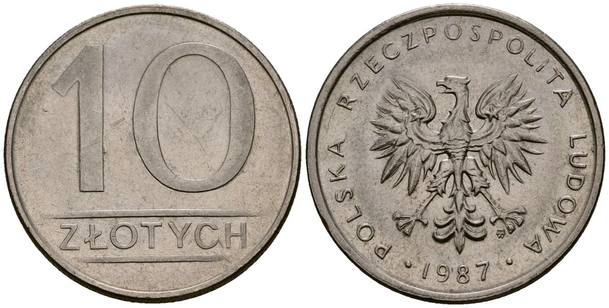Польша 10 злотых 1987 MW KM 152.1, Parchimowicz 243d медно-никель 4177-822