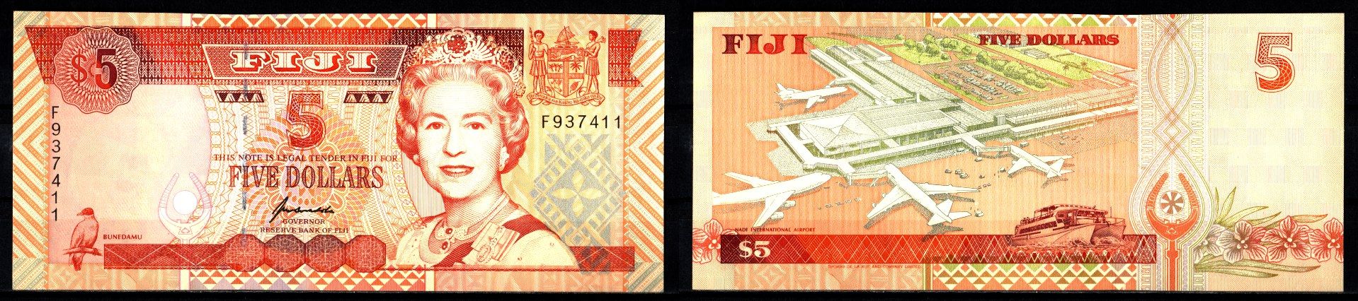 Фиджи 5 долларов ND (1995) Pick 97 бумага UNC (пресс) 451-1209-2