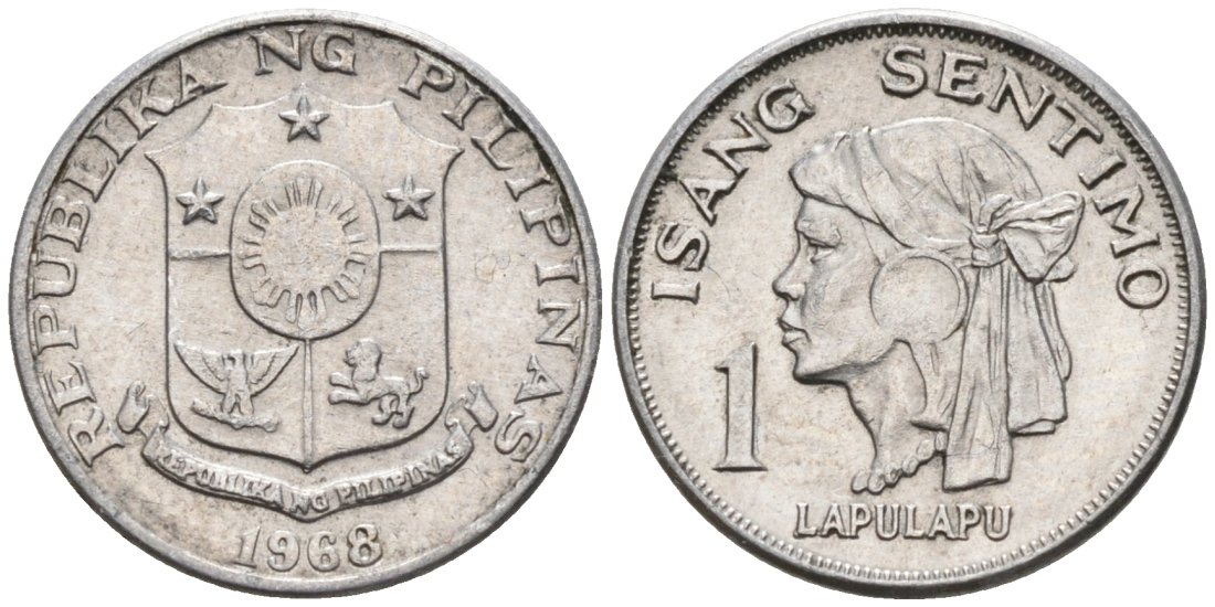 Филиппины 1 сентимо 1968 вождь острова Мактан Лапу-Лапу KM 196 алюминий 4567-637