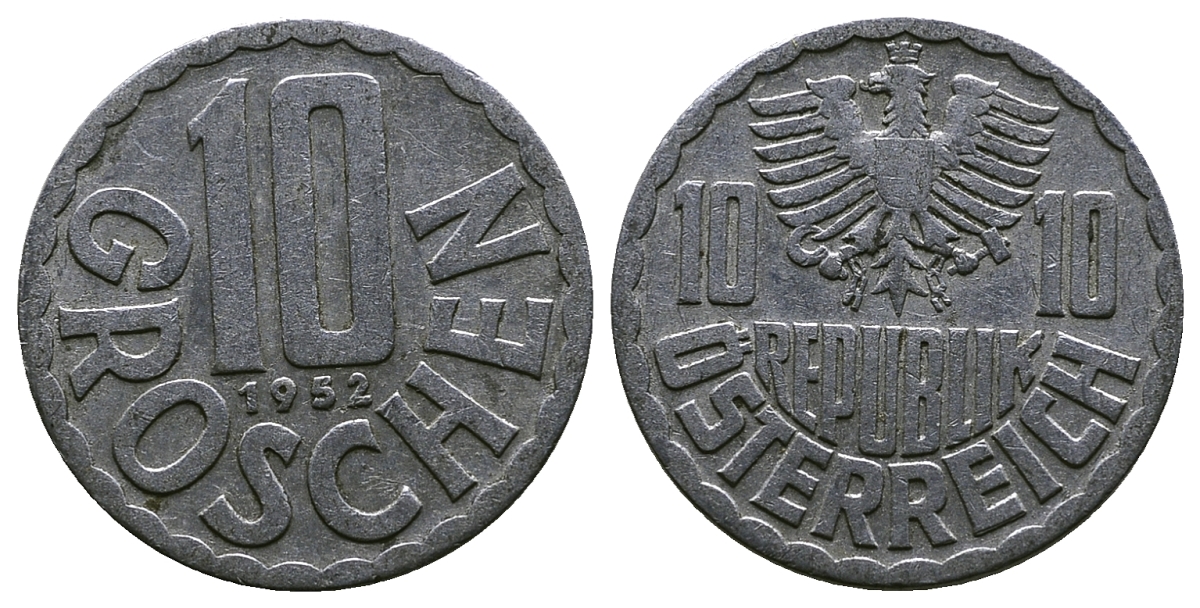 Австрия 10 грошей 1952 KM 2878 алюминий 4384-1124