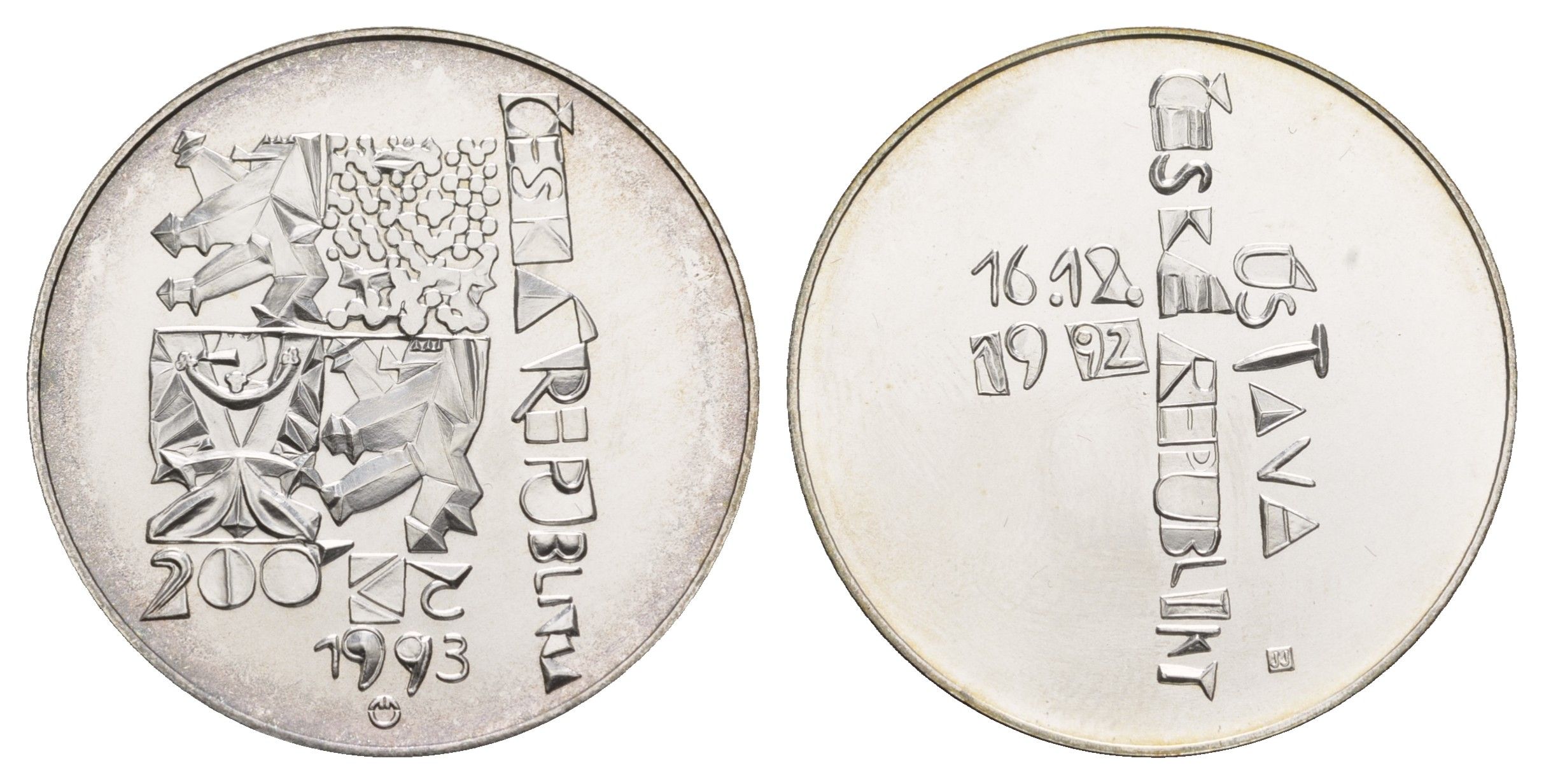 Чехия 200 крон 1993 Годовщина Конституции KM 10 серебро BU 443-1212