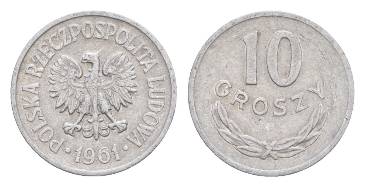 Польша 10 грошей 1961 Y AA47 алюминий 4625-555