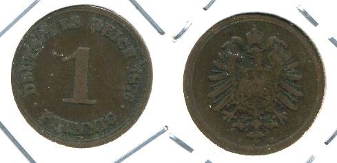 ГЕРМАНИЯ 1 ПФЕННИГ 1876 A, СТАРОГЕРБОВКА KM 1, J. 1 медь 701-111