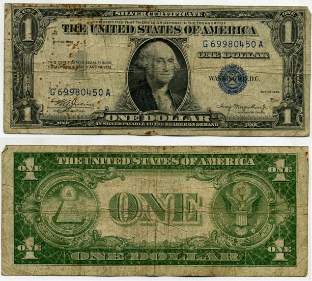 США 1 доллар 1935 редкая, без буквы после года Pick 416 бумага 7219-20-3-1