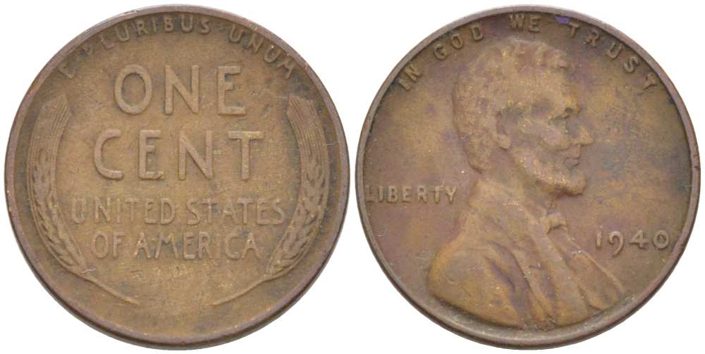 США 1 ЦЕНТ 1940 ЛИНКОЛЬН KM 132 бронза 3309-442