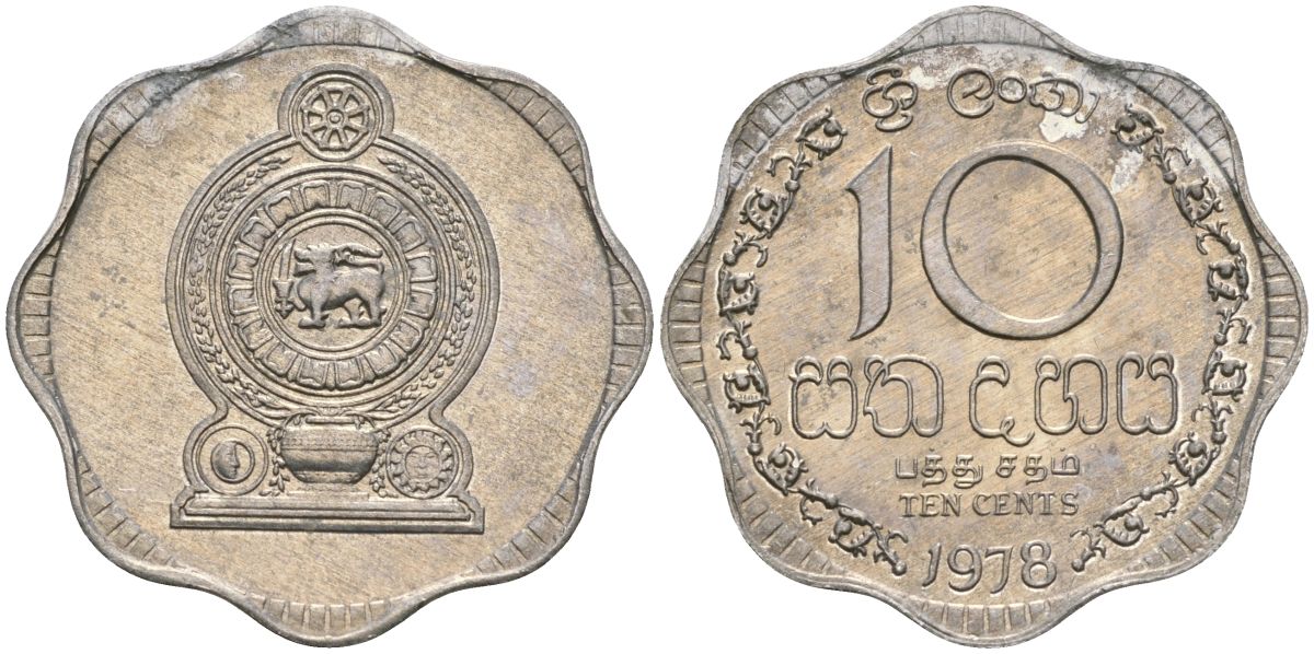 Шри-Ланка 10 центов 1978 KM 140a алюминий 4135-1225