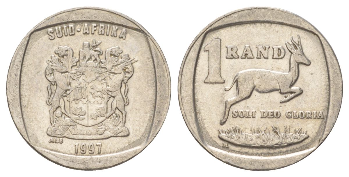 ЮАР 1 ранд 1997 KM 164 медь плакированная никелем 4627-335