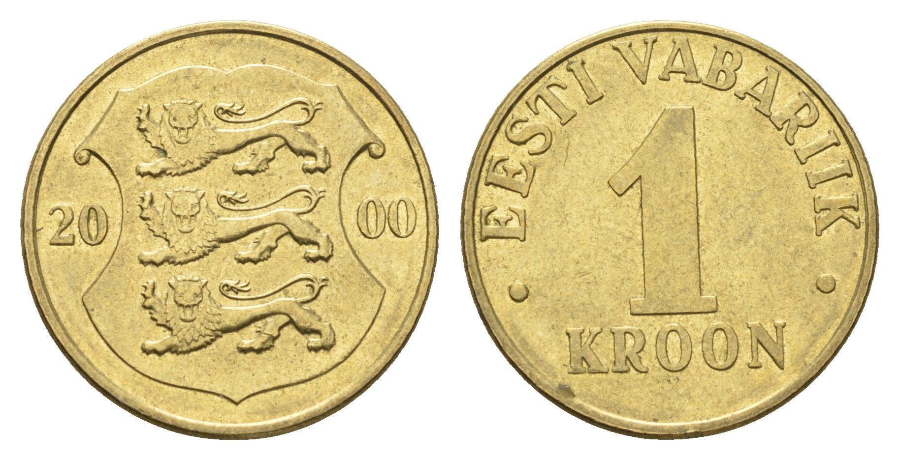 Эстония 1 крона 2000 KM 35 латунь UNC 4666-637