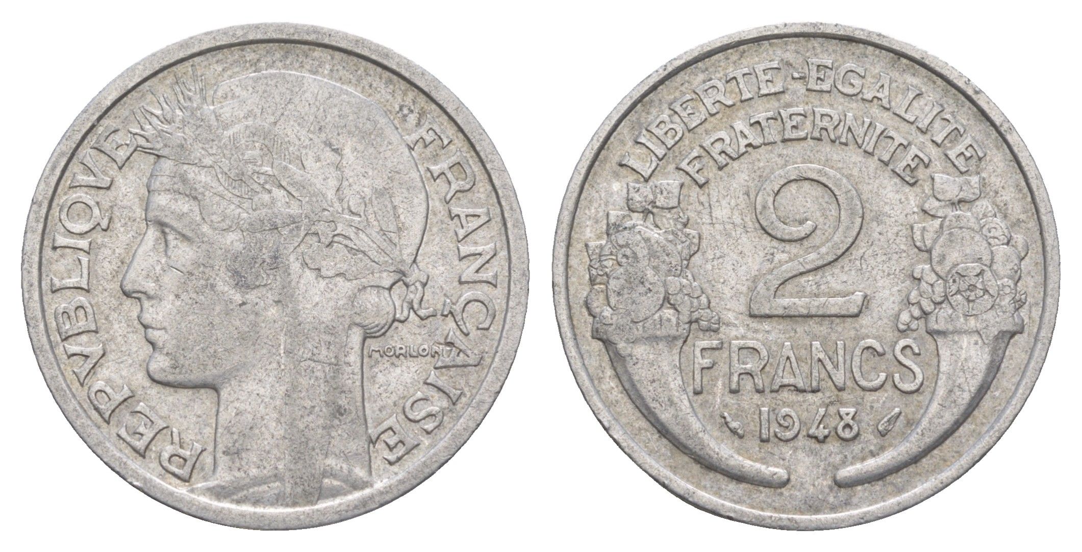 Франция 2 франка 1948 KM 886a алюминий 4543-212