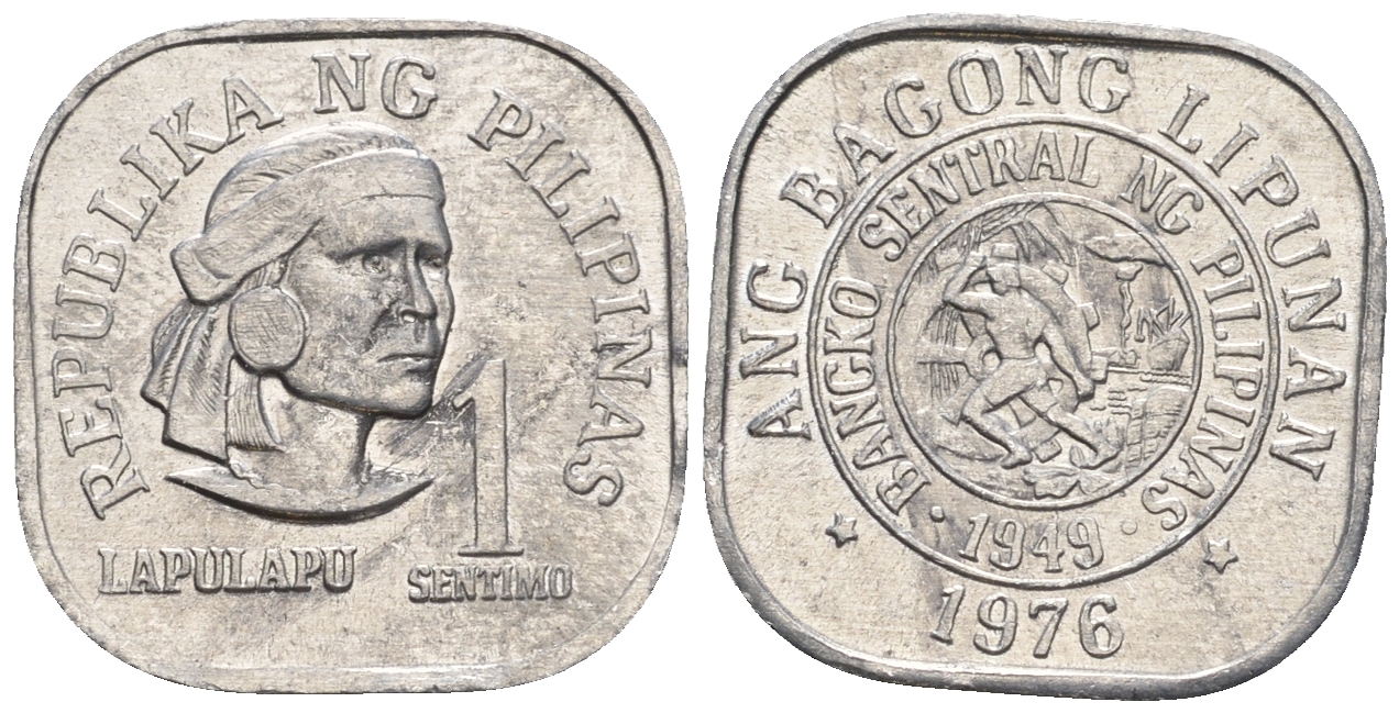 Филиппины 1 сентимо 1976 вождь острова Мактан Лапу-Лапу KM 205 алюминий  UNC  220-1149