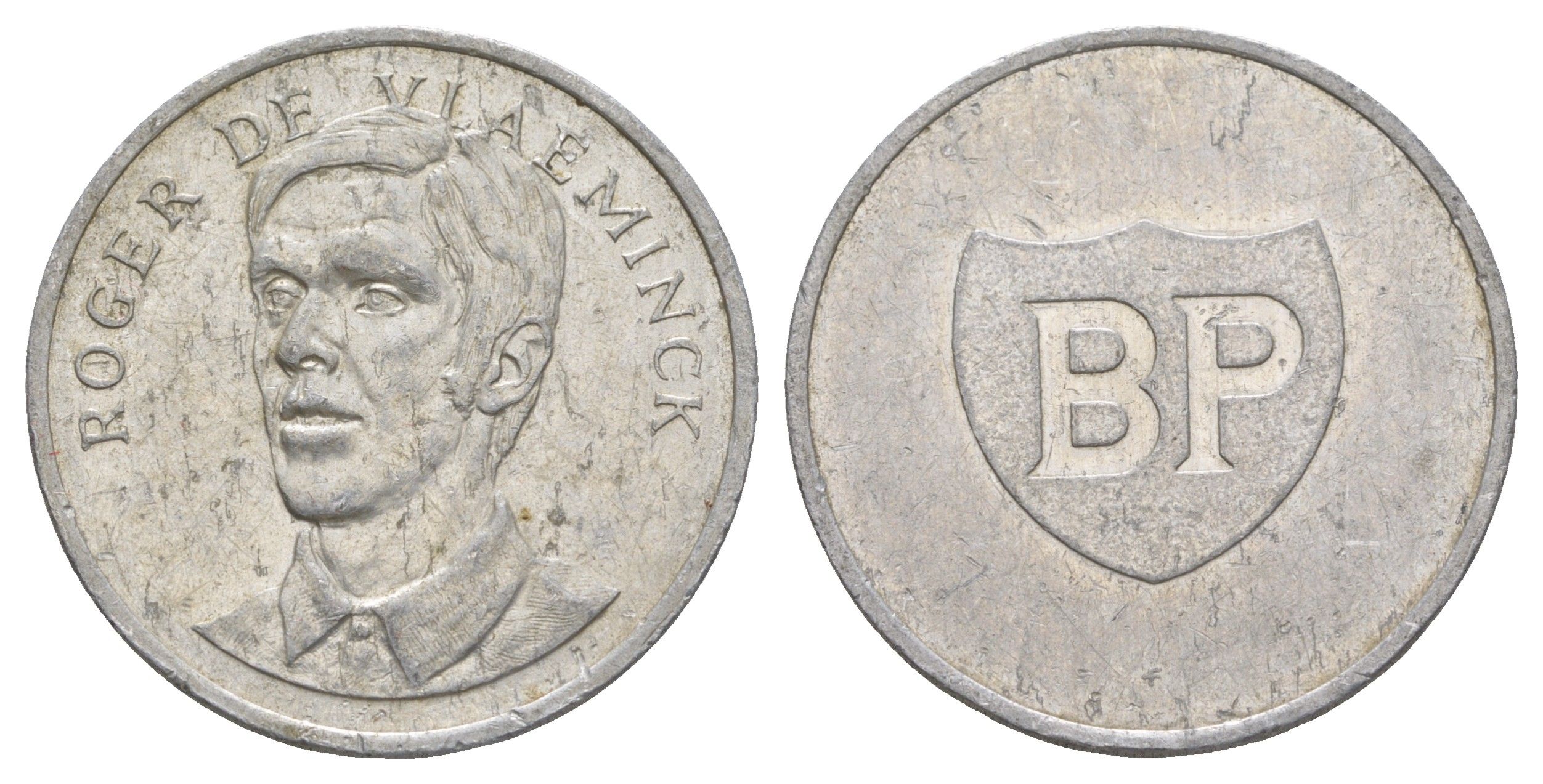 Бельгия жетон BP - бельгийский велогонщин - Роже де Вламинк ND (1970) диаметр 32 мм, вес 3,8 гр алюминий 4645-1114