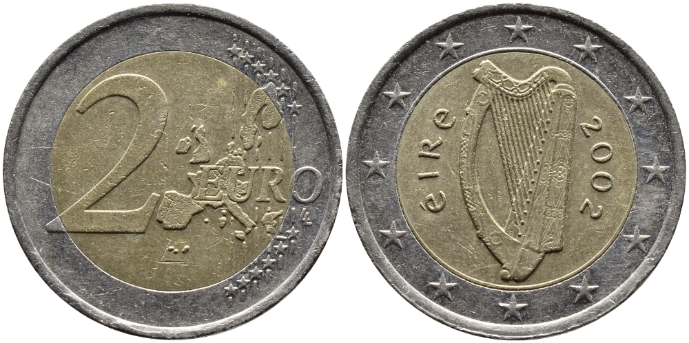 ИРЛАНДИЯ 2 ЕВРО 2002 KM 39 биметалл 4390-1034