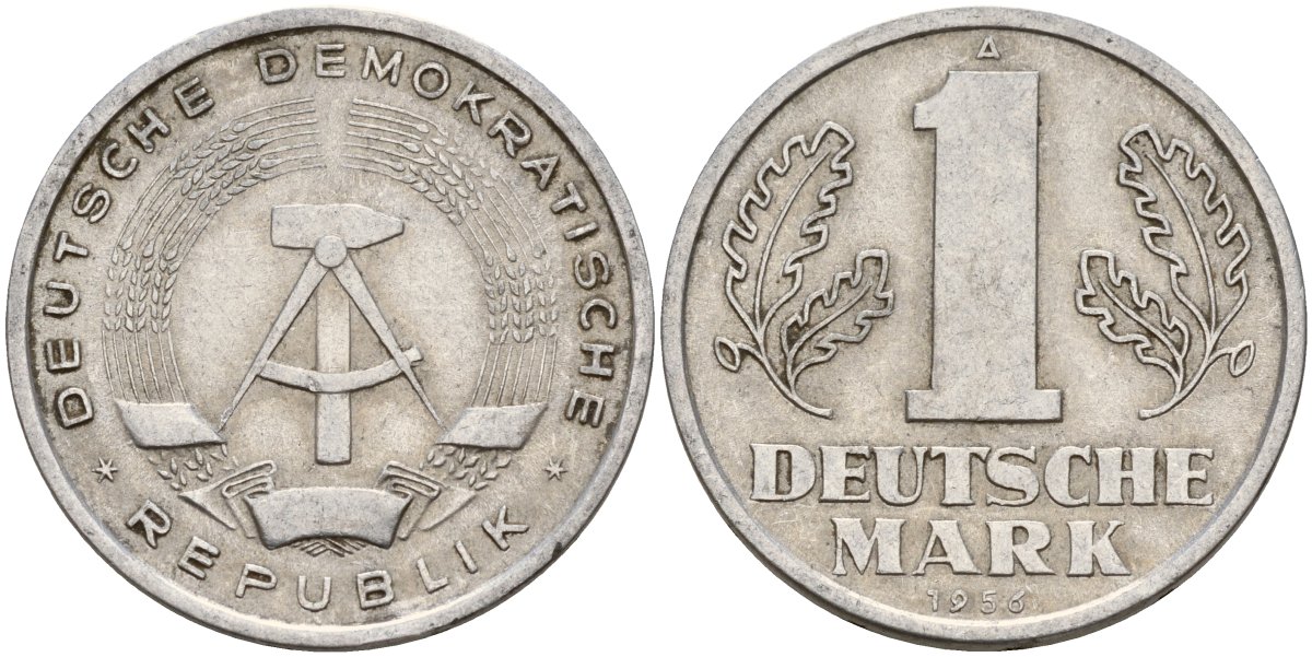 ГДР 1 марка 1956 A KM 13 алюминий 175-1023