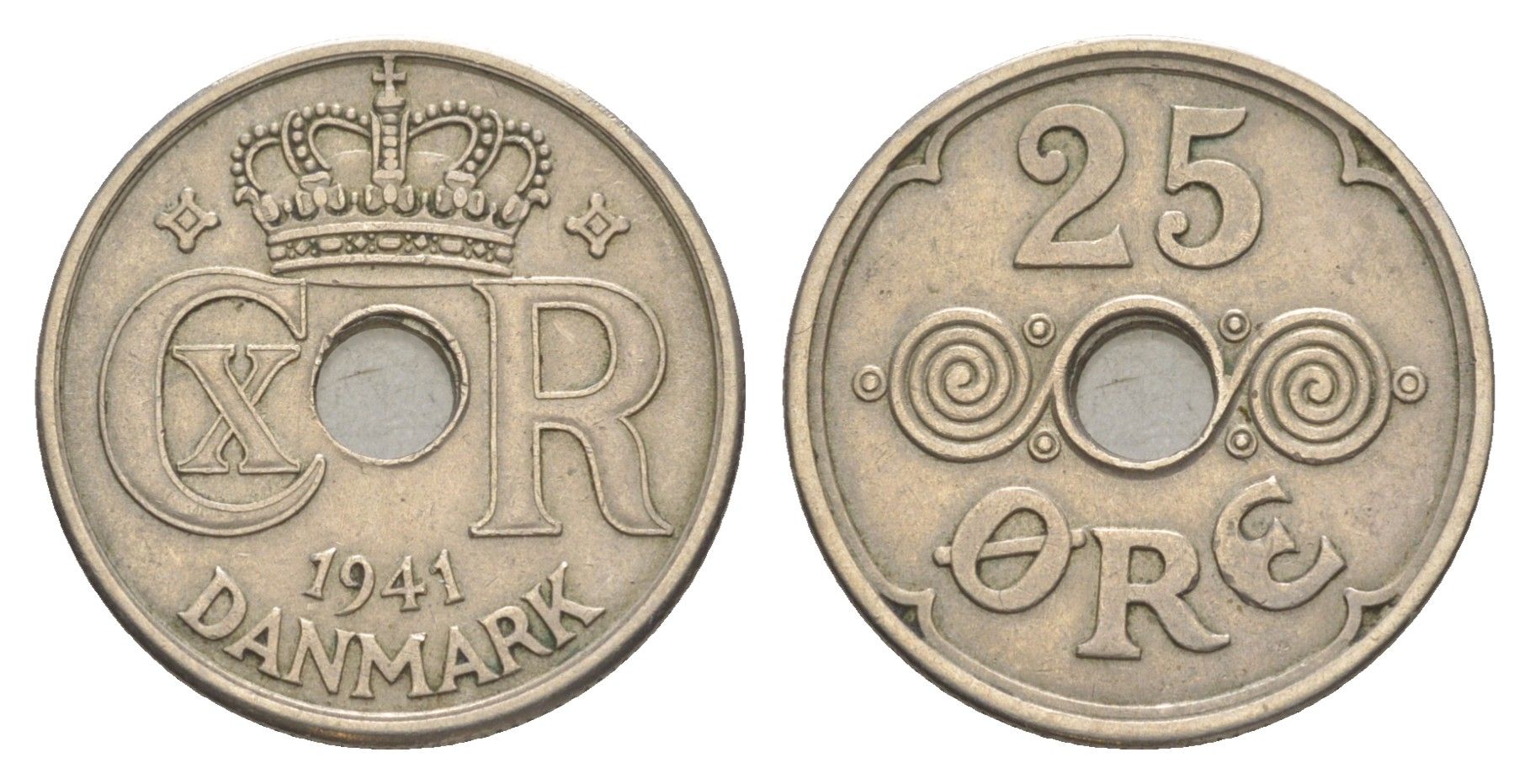 Фарерские острова 25 эре 1941 Кристиан X (1912-1947), датские территории KM 5 медно-никель 3711-1724