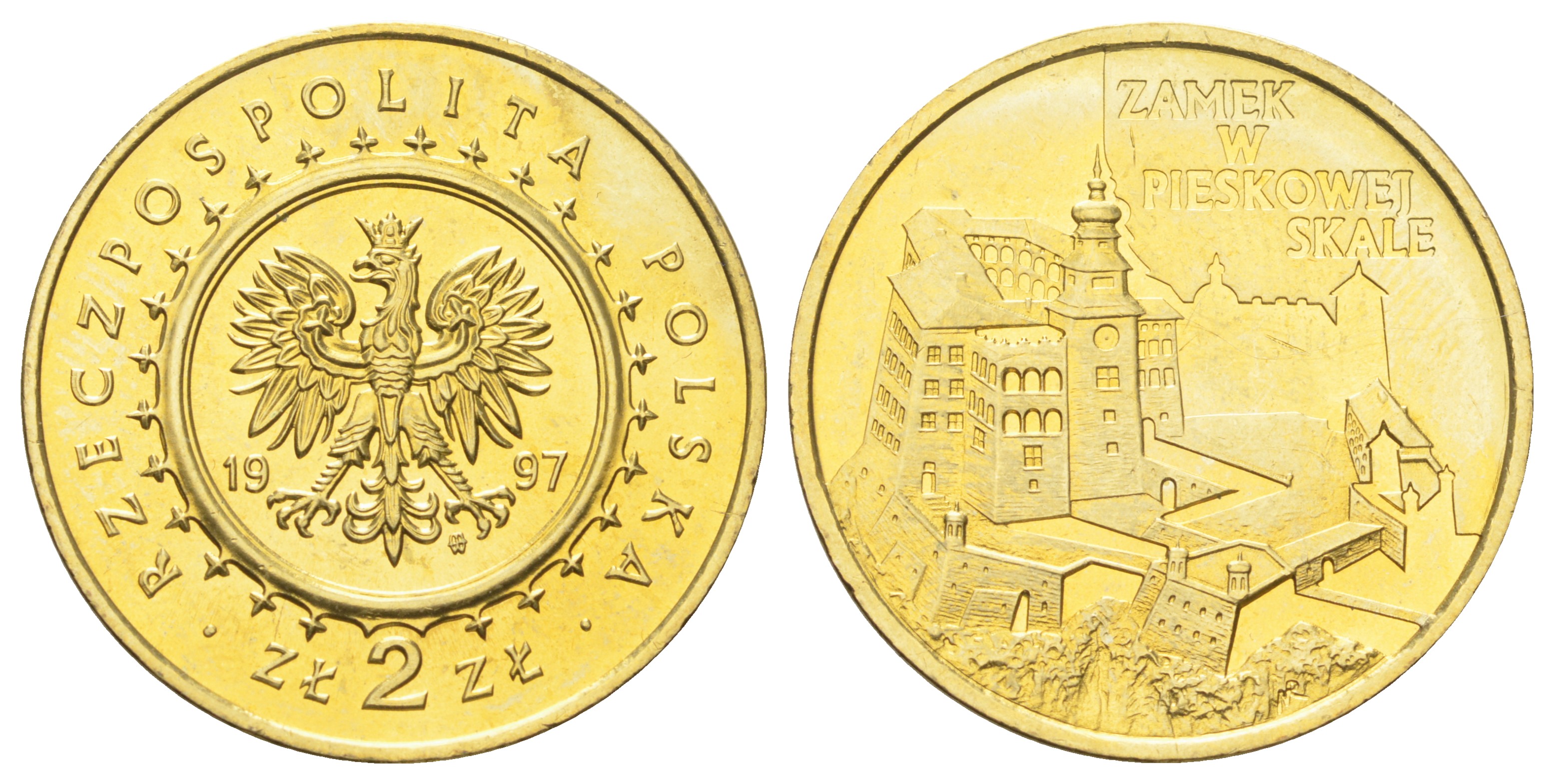 Польша 2 злотых 1997 MW, замок Пескова-Скала XIV век KM 331 нордик  UNC 270-812