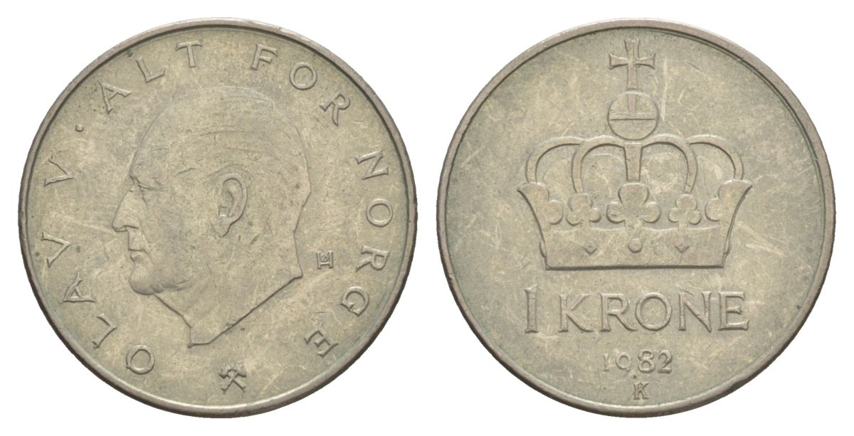 Норвегия 1 крона 1982 KM 419 медно-никель 4633-741