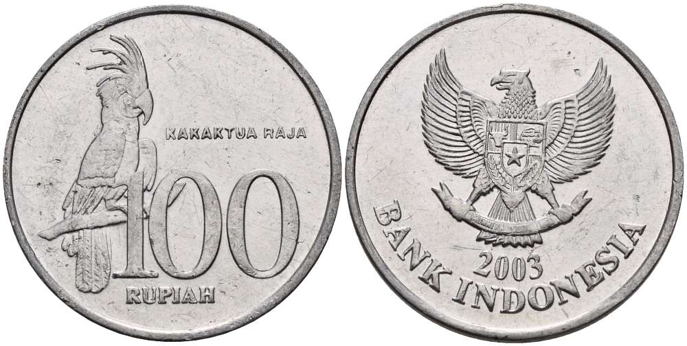 Индонезия 100 рупий 2003 черный пальмовый какаду KM 61 алюминий 4511-957