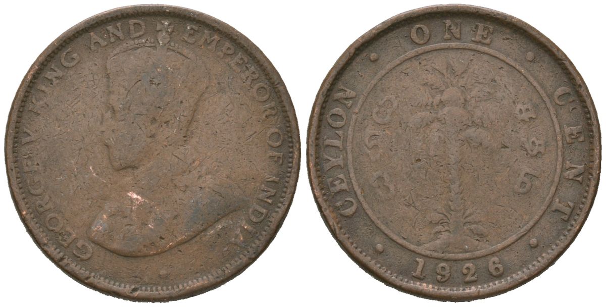 Цейлон 1 цент 1926 KM 107 медь 4621-132