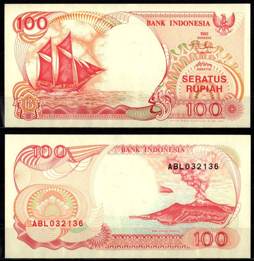 Индонезия 100 рупий 1992 Pick 127 a бумага UNC (пресс) 7205-17-2-2