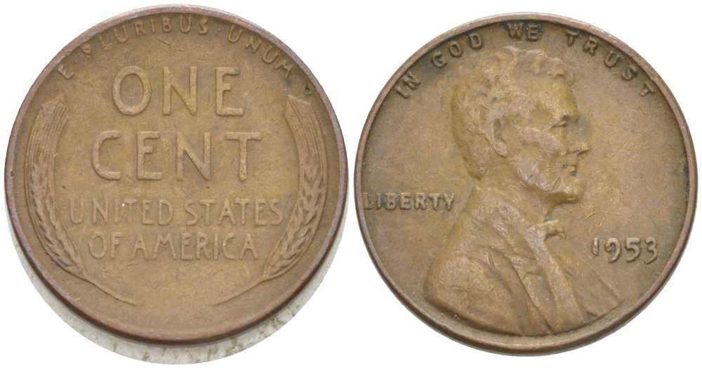 США 1 ЦЕНТ 1953 ЛИНКОЛЬН KM А132 медь цинк 218-248