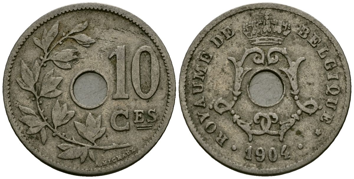 Бельгия 10 сантимов 1904 Belgique KM 52 медно-никель 4172-816