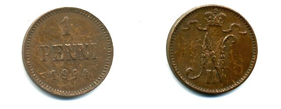 Россия для Финляндии 1 пенни 1914 Николай II (1894-1917) KM 13, Биткин 474 медь 57-1124