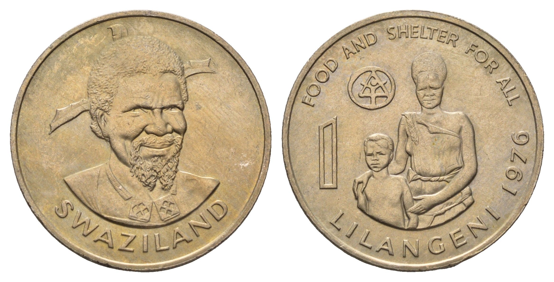 Свазиленд 1 лилангени 1976 ФАО - Еда и убежище для всех KM 28 медно-никель UNC 4672-142