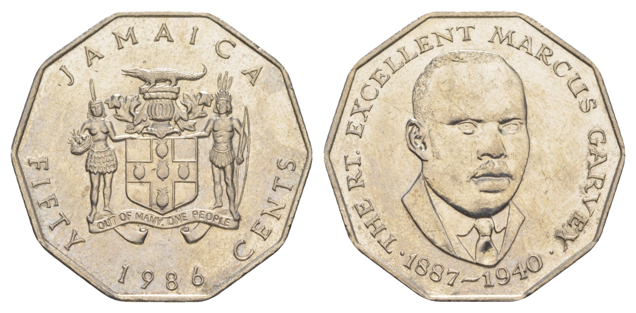 Ямайка 50 центов 1986 Маркус Гаврей (1887-1940) KM 65 медно-никель UNC 91-1046