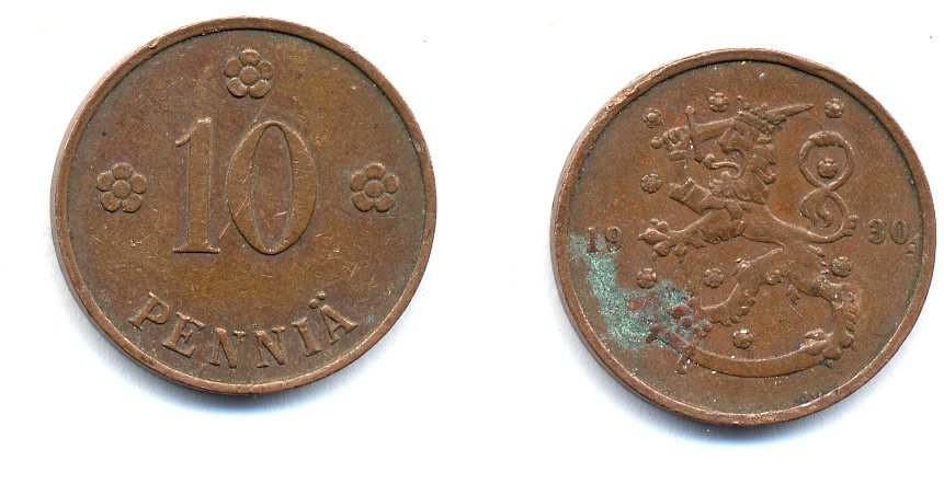 Финляндия 10 пенни 1930 республика (1918-1962) KM 24 медь 51-5327