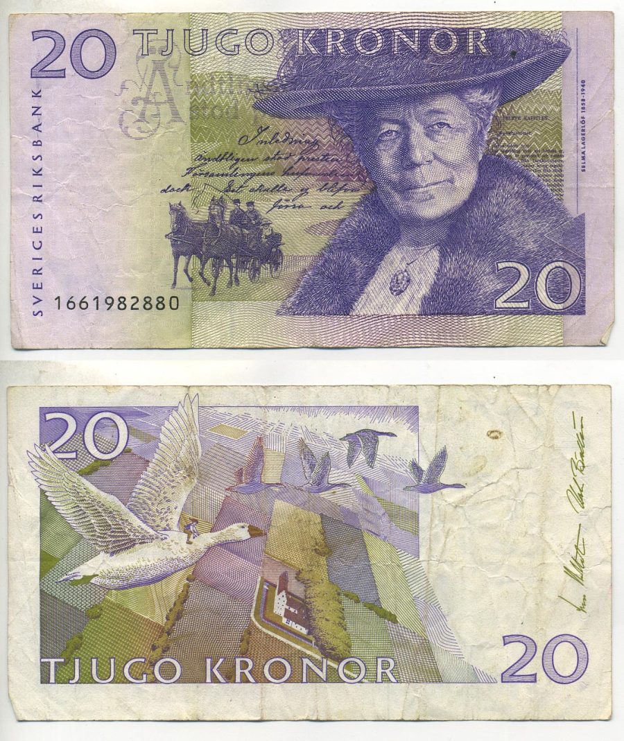 ШВЕЦИЯ 20 КРОН 2001 СЕЛЬМА ЛАГЕРЛЕФ Pick 63а бумага 7221-12-3