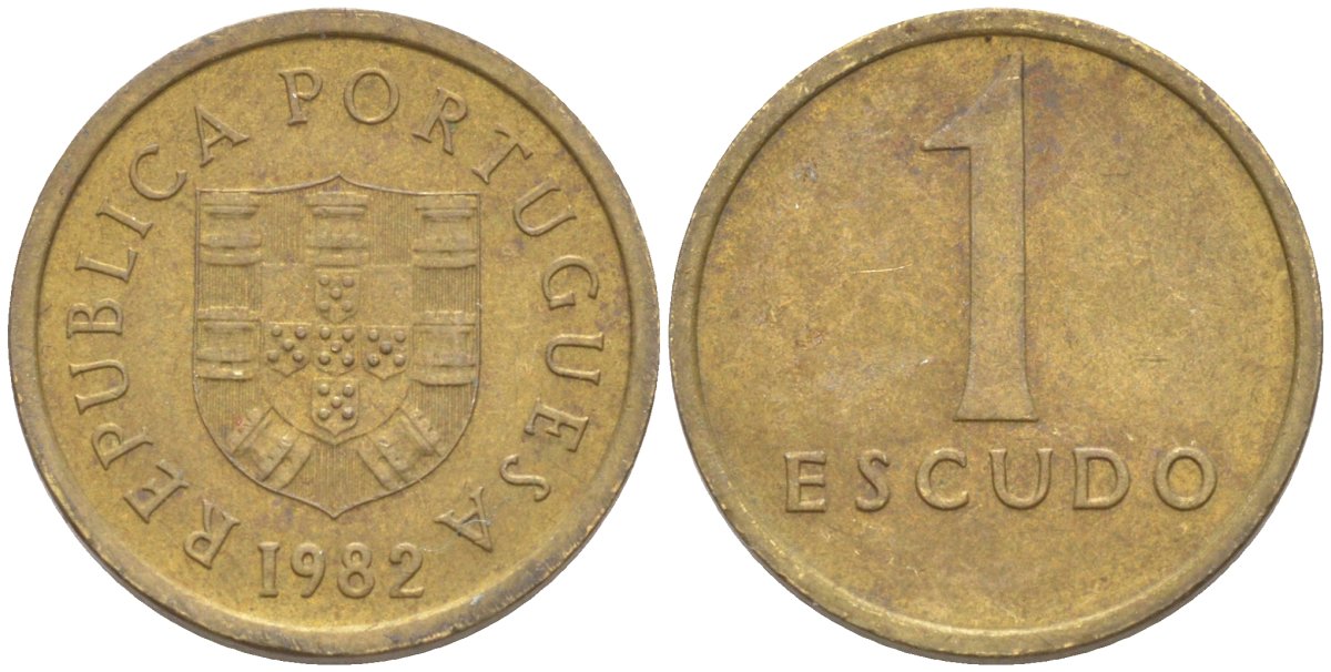 Португалия 1 эскудо 1982 KM 604 никель латунь 187-521
