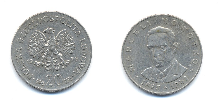 Польша 20 злотых 1976 MW, Марцелий Новотко KM 69, Parchimowicz 246c медно-никель 4379-621