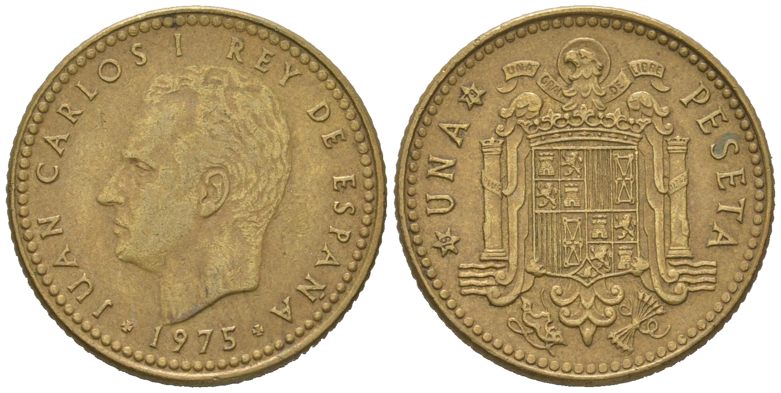 Испания 1 песета 1975 (79) Хуан Карлос I (1975-2014) KM 806 алюминиевая бронза 54-862