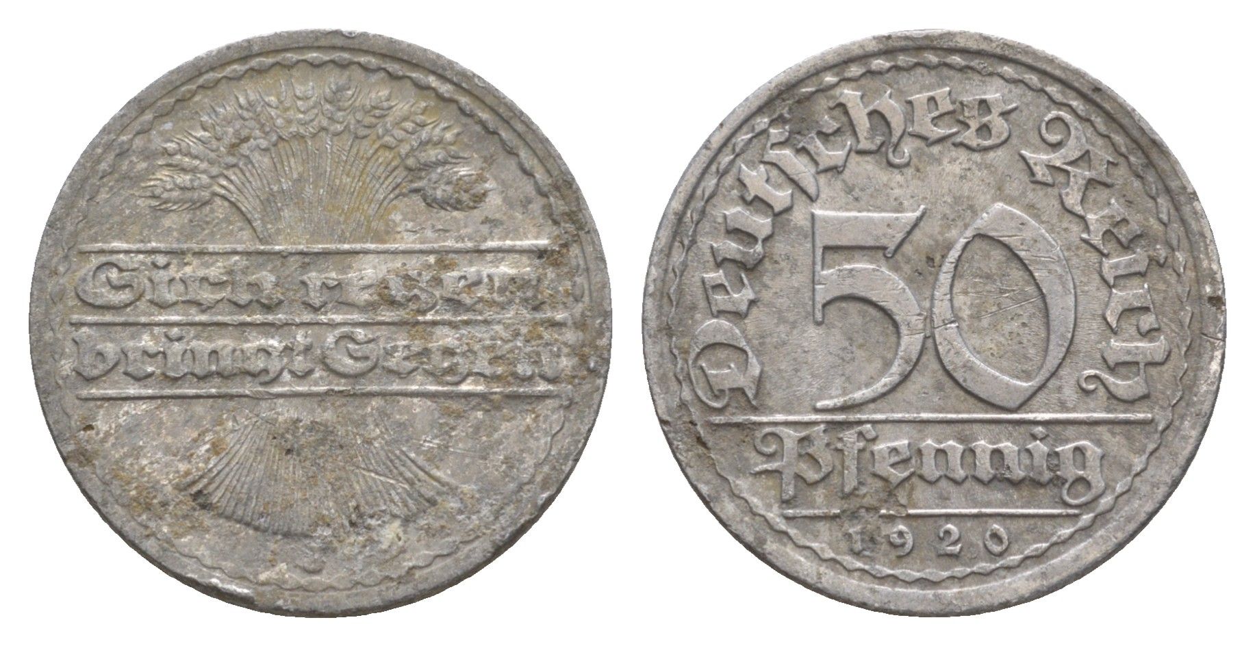 Германия 50 пфеннигов 1920 J KM 27, J. 301 алюминий 4638-1011