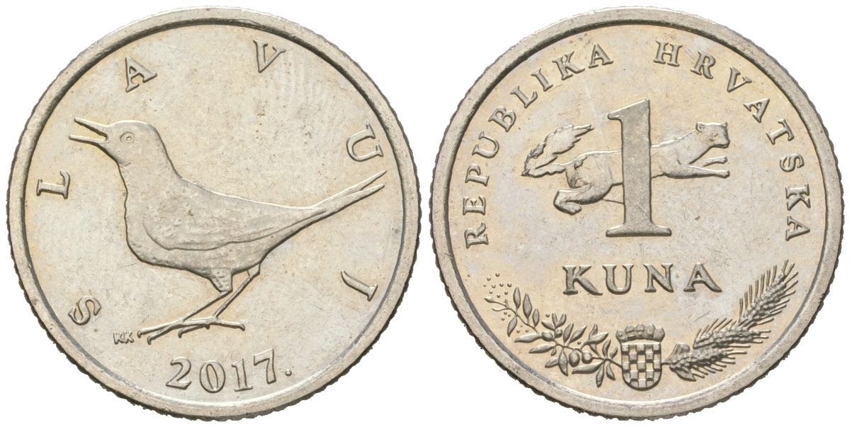 Хорватия 1 куна 2017 KM 9.1 медь цинк никель 4618-338