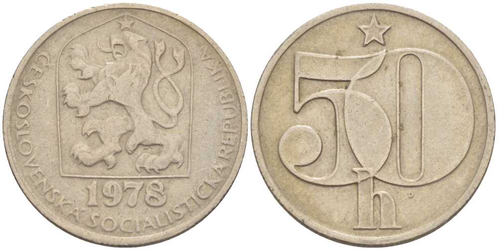 Чехословакия 50 геллеров 1978 KM 89 медно-никель 110-425