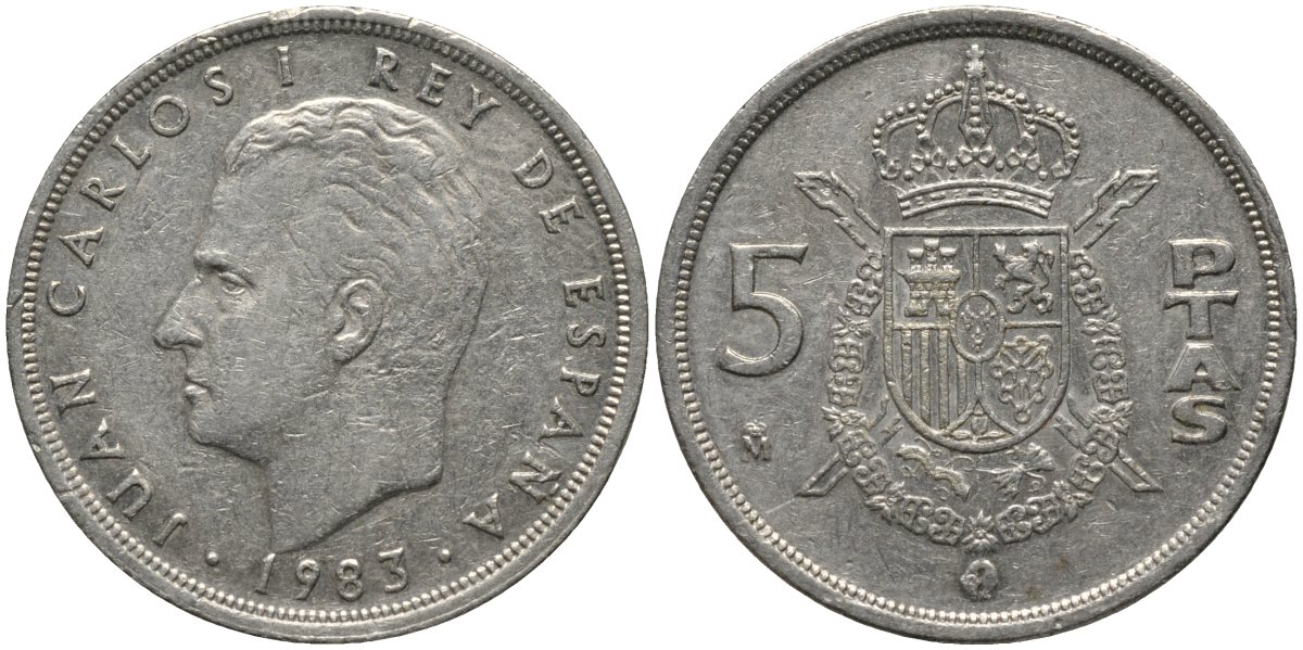 Испания 5 песет 1983 Хуан Карлос I (1975-2014) KM 823 медно-никель 4577-731