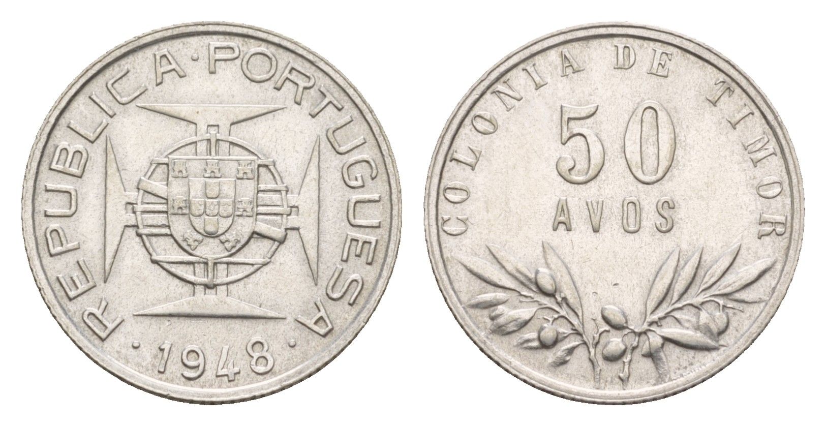 Португальский Тимор 50 аво 1948 KM 7 серебро 413-1443