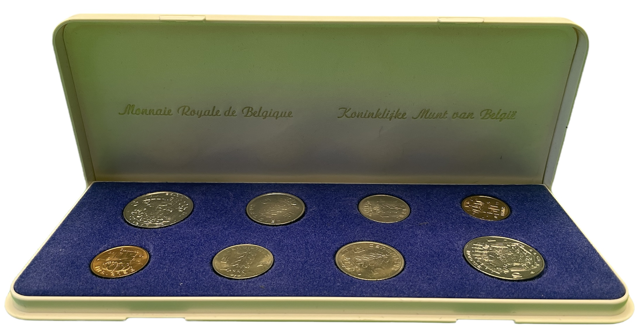 Бельгия официальный набор из 8 монет 1977 Belgie-Belgique, в оригинальной пластиковой коробке KM SS 13   UNC  1-6-1-40