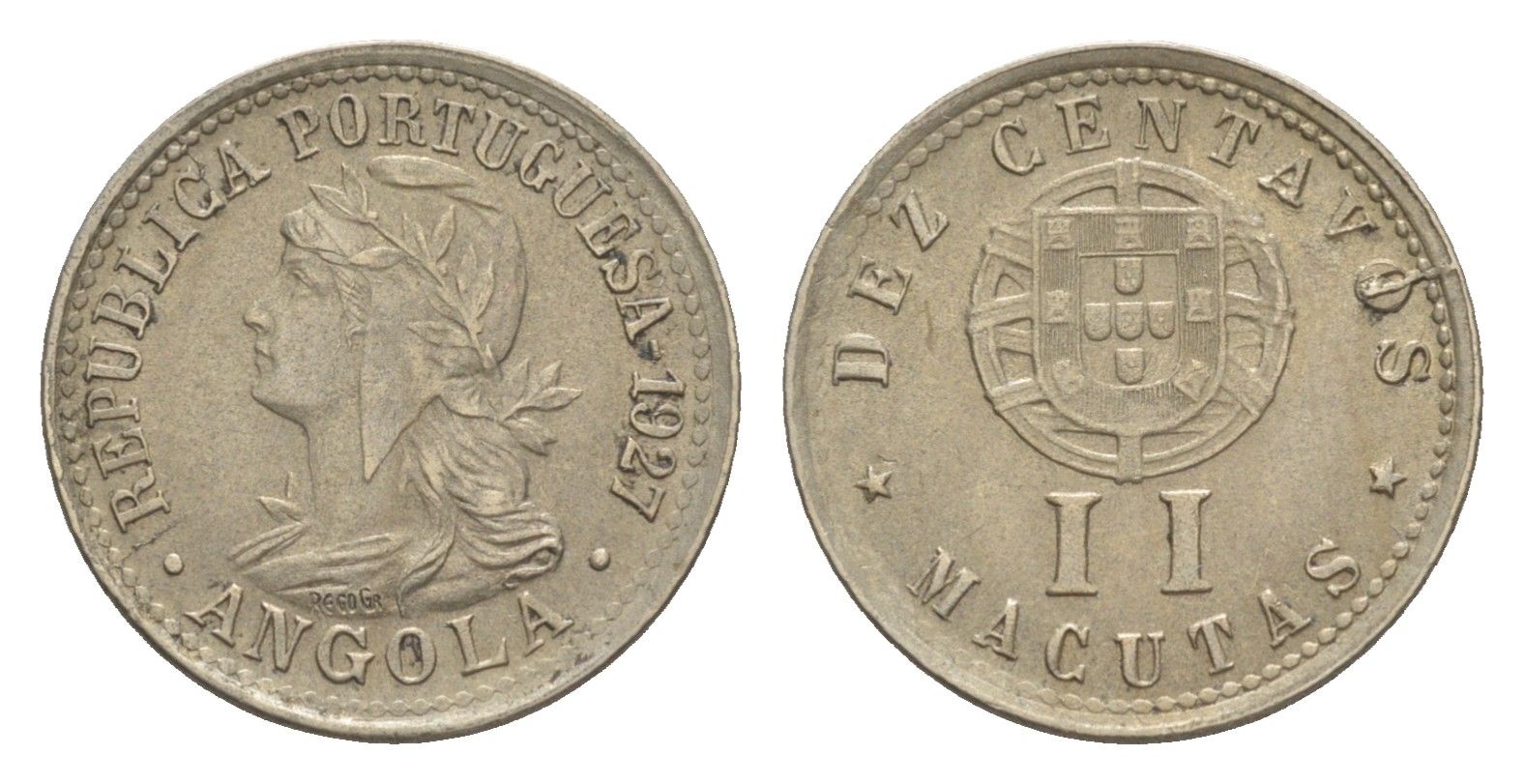 Ангола 10 сентаво = 2 макута 1927 KM 67 медно-никель UNC 4127-611