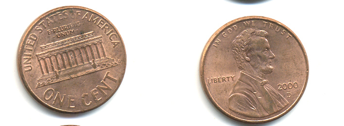 США 1 ЦЕНТ 2000 D ЛИНКОЛЬН KM 201b цинк плакированный медью UNC 179-534