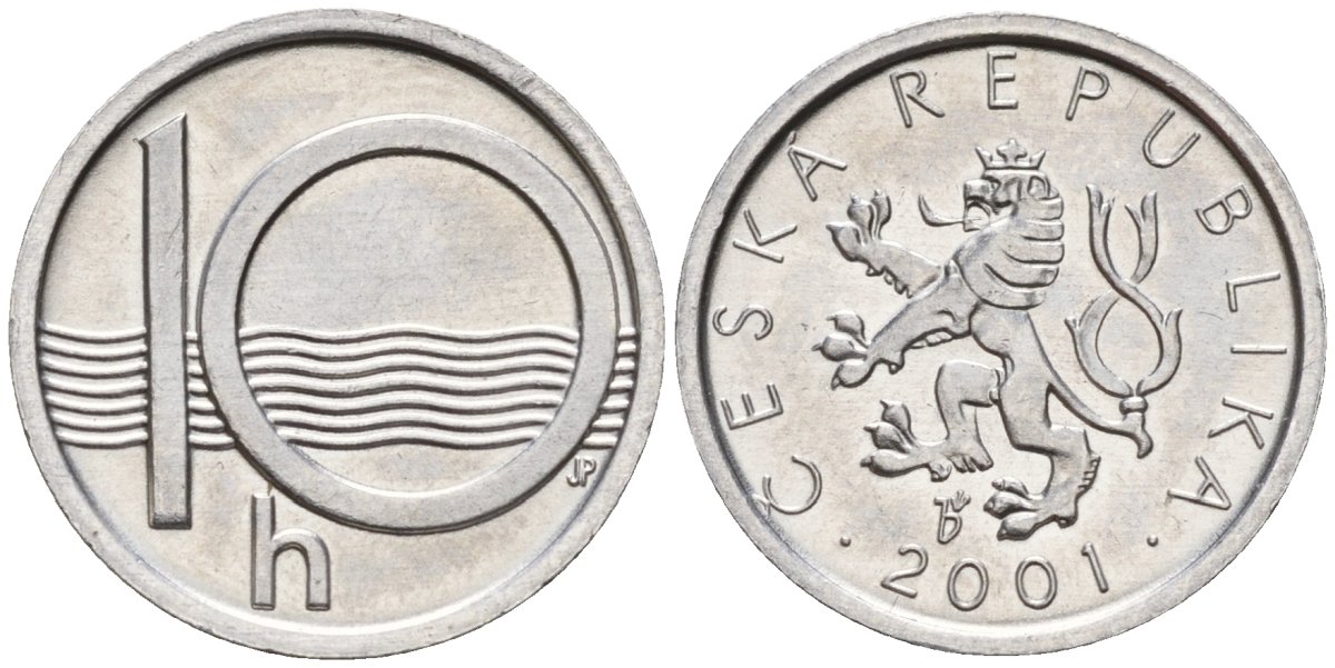 Чехия 10 геллеров 2001 KM 6 алюминий 4152-812