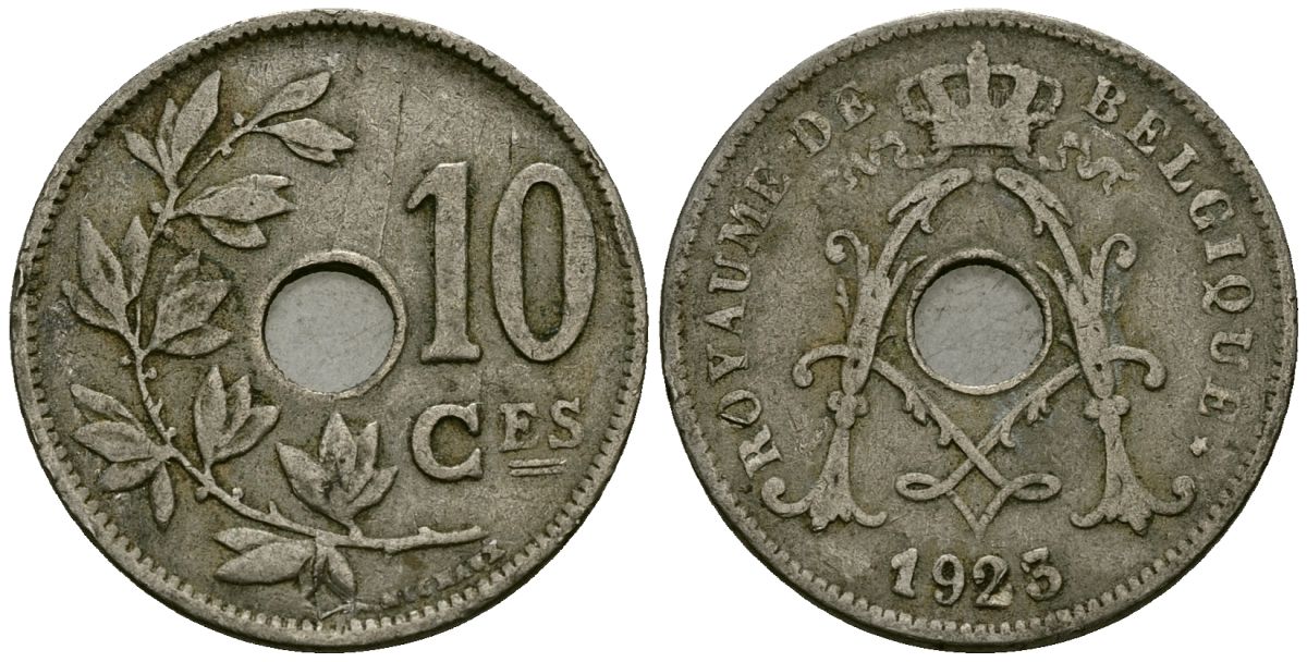 Бельгия 10 сантимов 1923 Belgique KM 85 медно-никель 4172-924