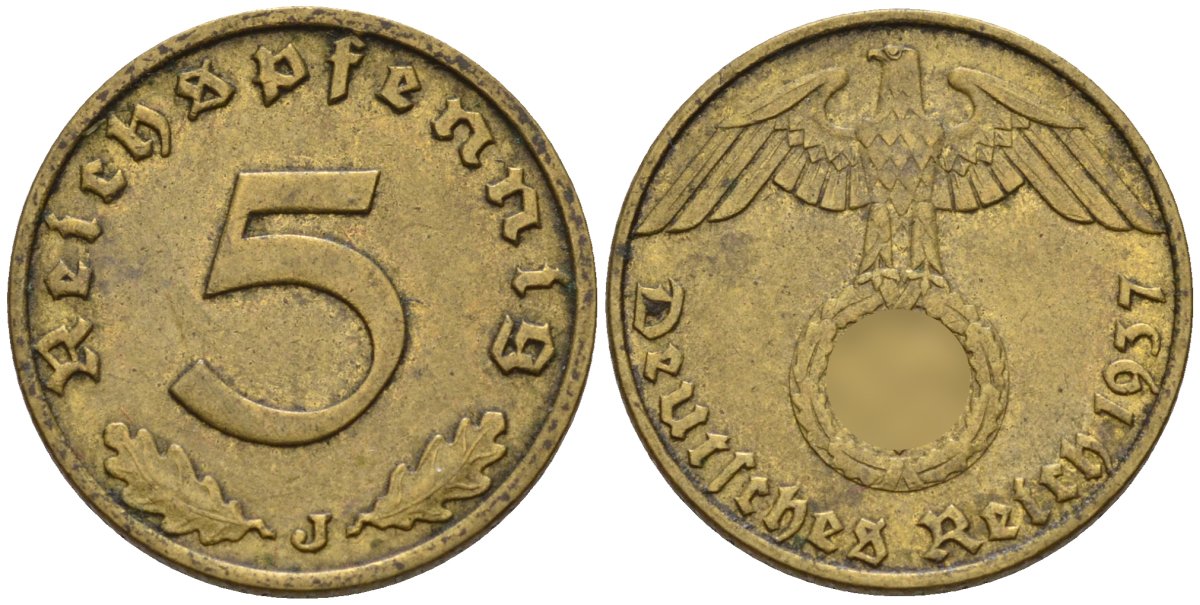 Германия 5 рейхспфеннигов 1937 J KM 91, J. 363 алюминиевая бронза 4151-755