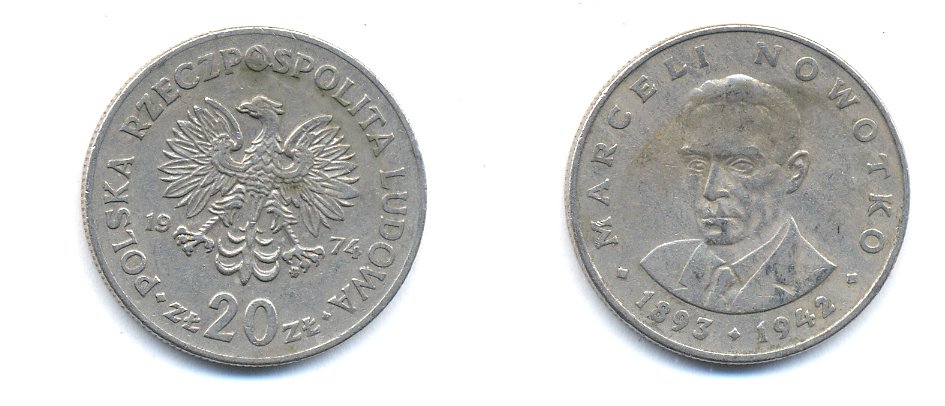 Польша 20 злотых 1974 MW, Марцелий Новотко KM 69, Parchimowicz 246 медно-никель 4379-1344