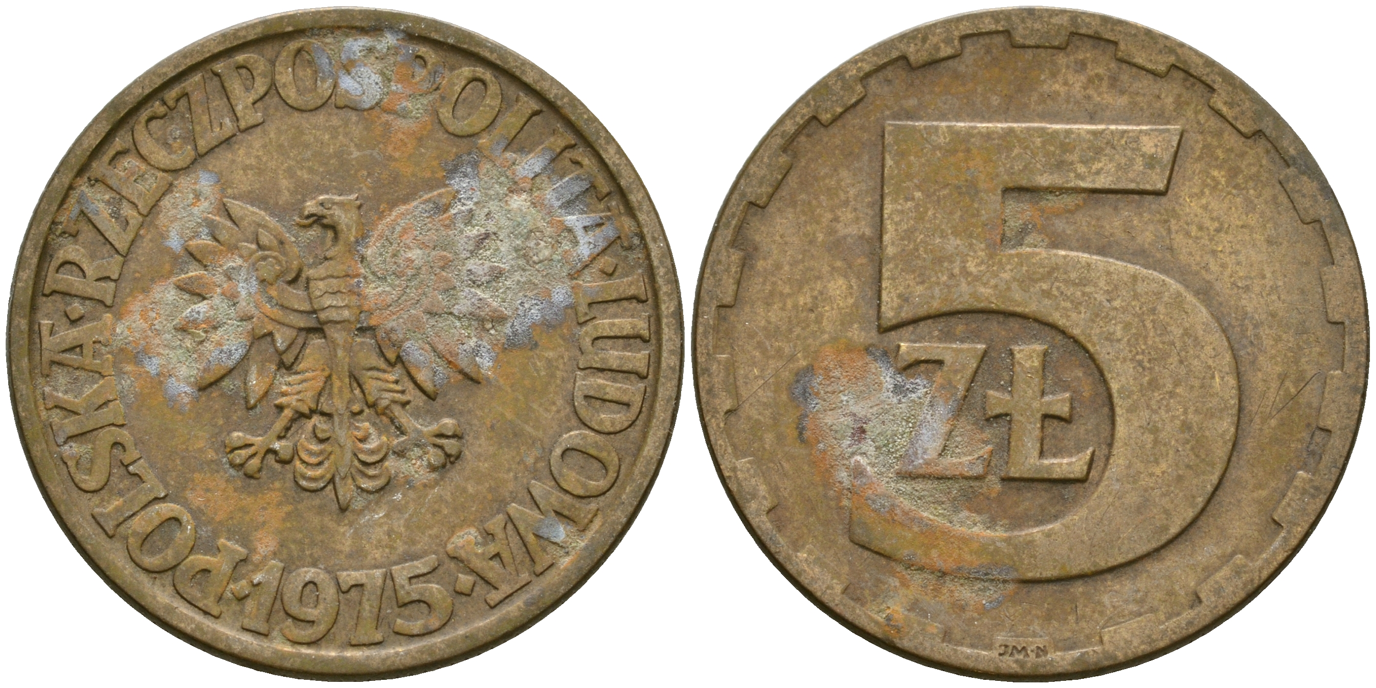 Польша 5 злотых 1975 Ленинградский монетный двор KM 81.1 латунь 4364-1727