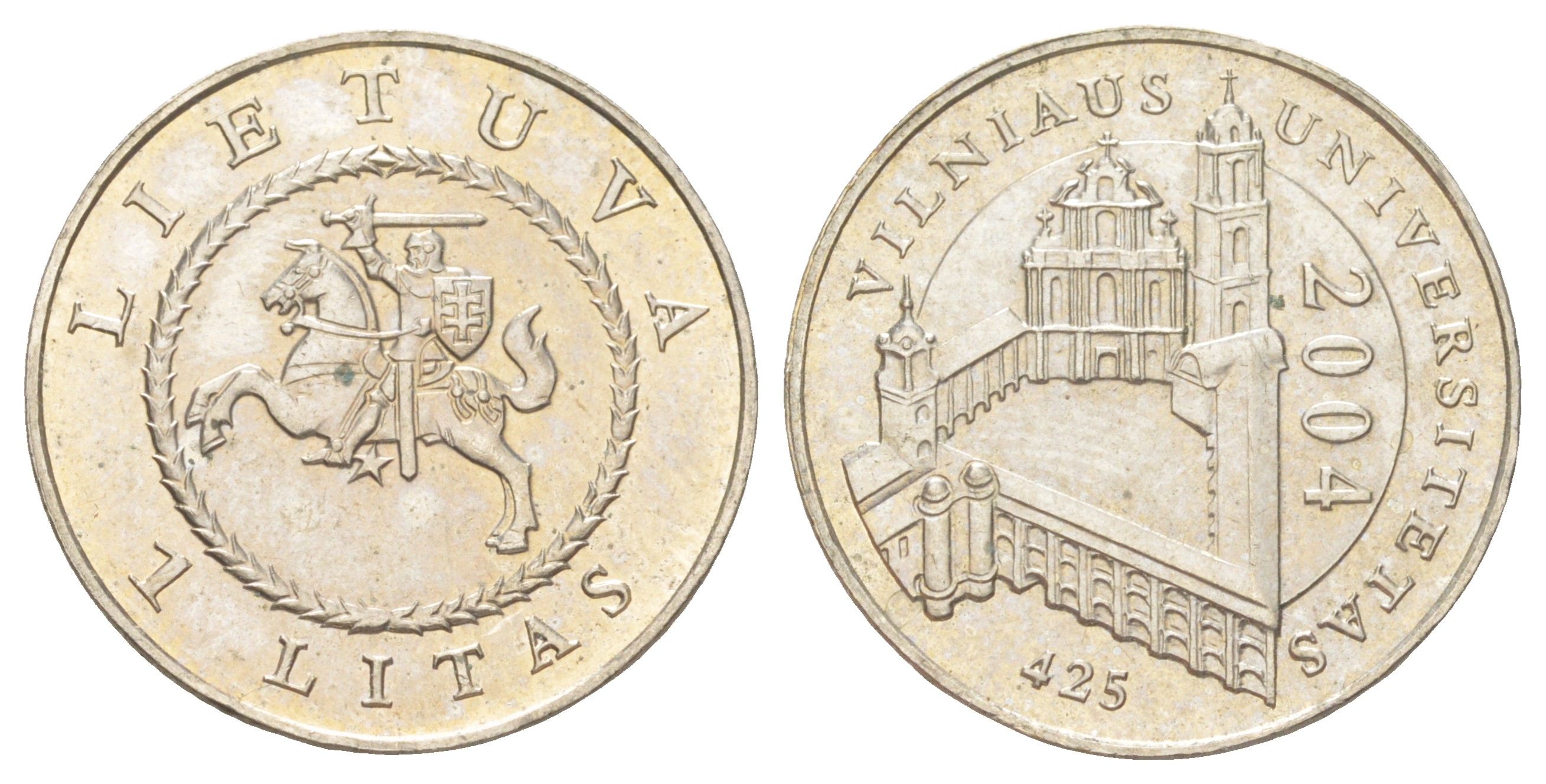 Литва 1 лит 2004 425 лет Вильнюсскому университету KM 137 медно-никель aUNC 4624-514